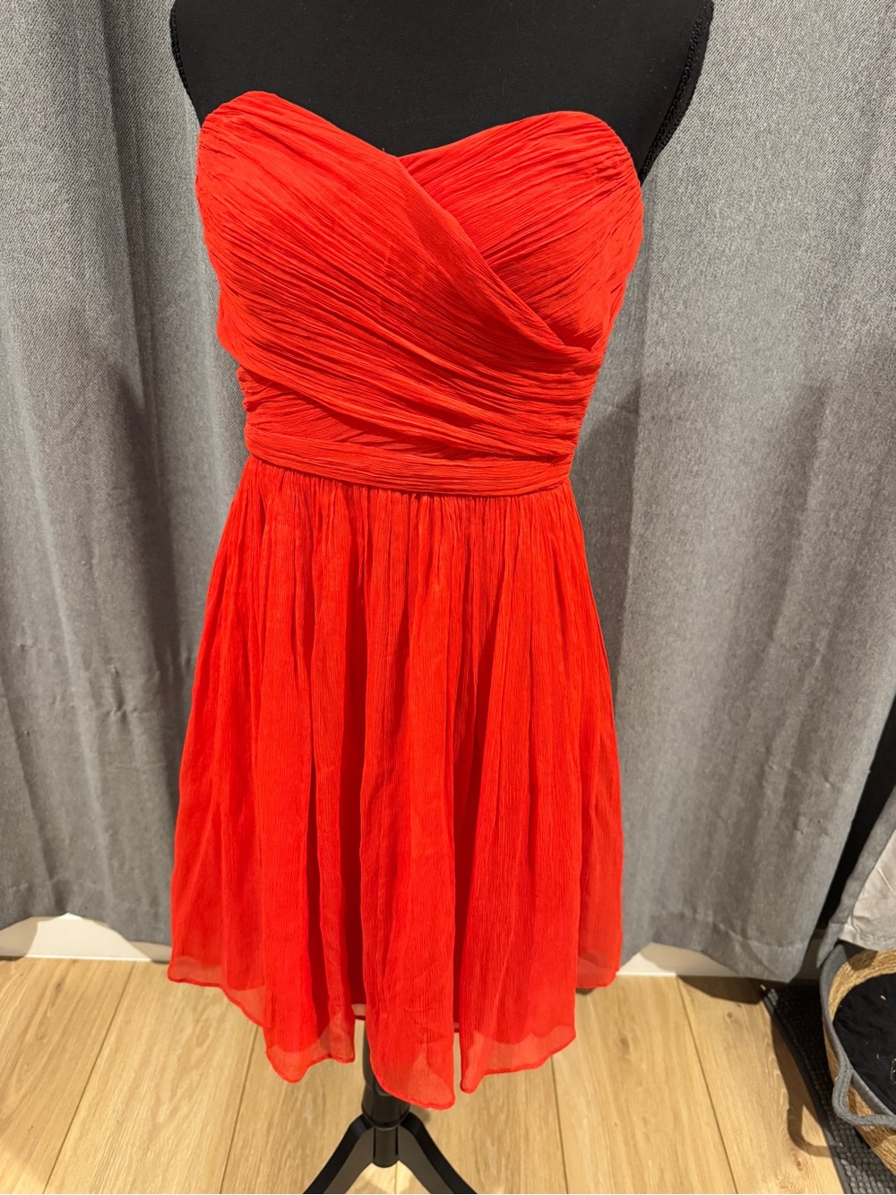 J. Crew Red Strapless Chiffon Party Dress
